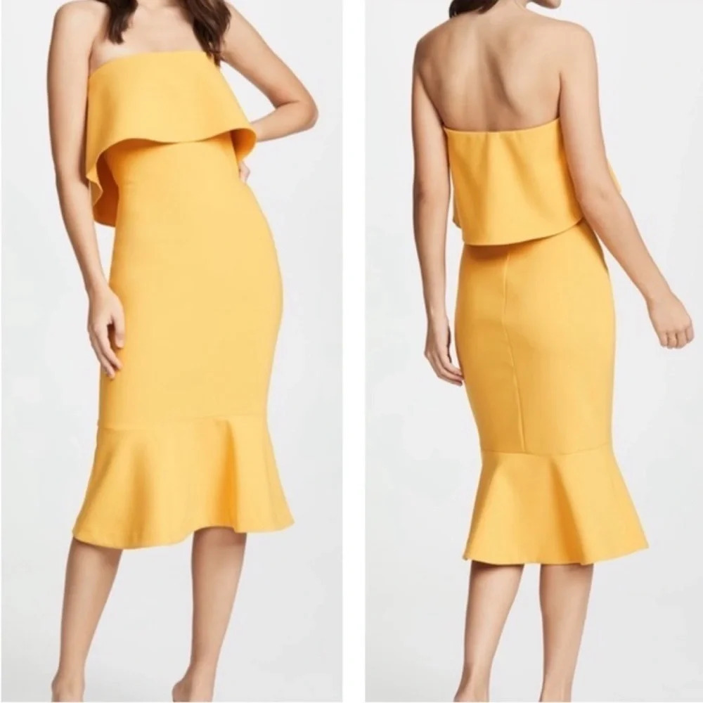 Revolve Likely Conrad Goldenrod Formal Wedding Guest Midi Dress